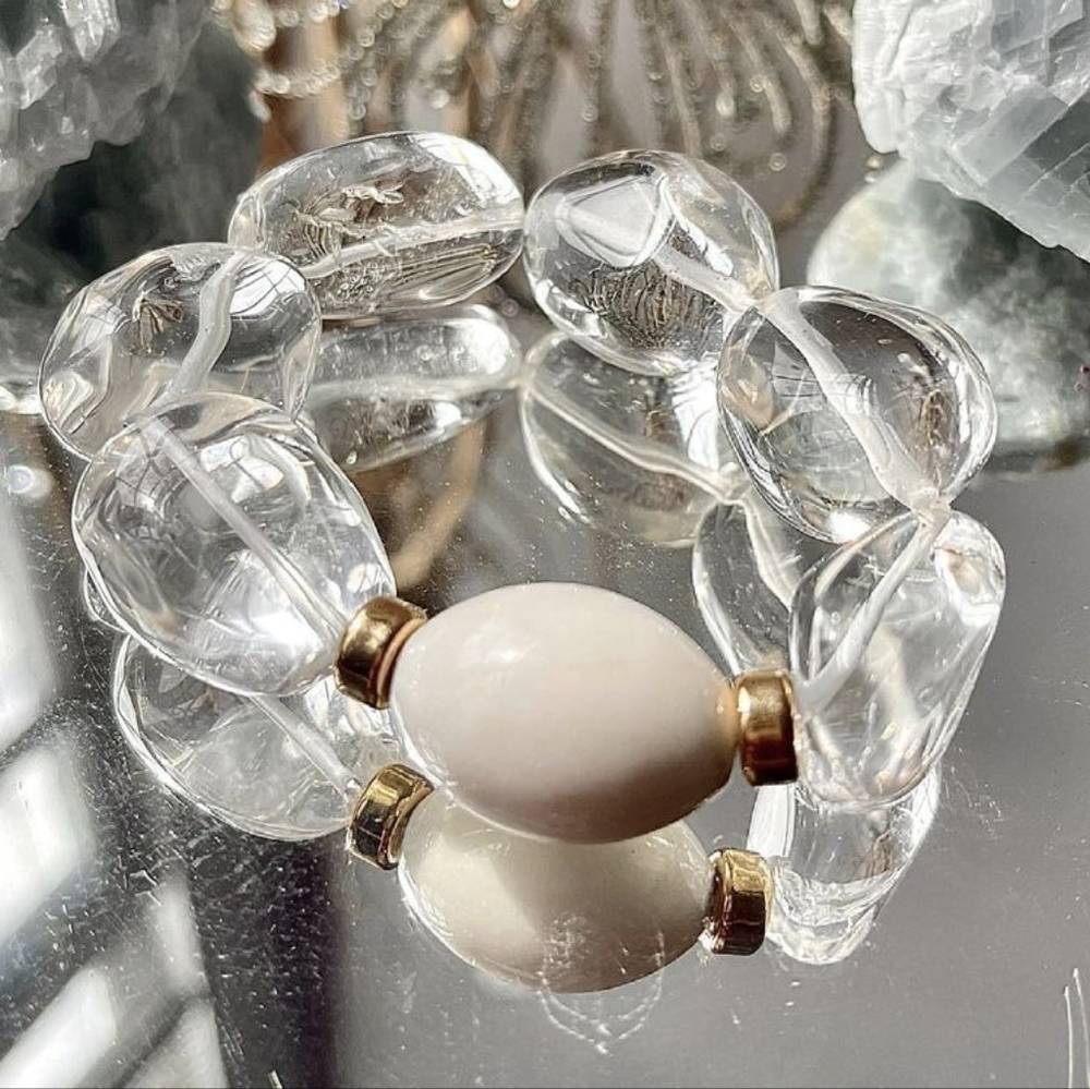 Clear Topaz bracelet w Vintage Enamel accent by OHH.DAHLING.